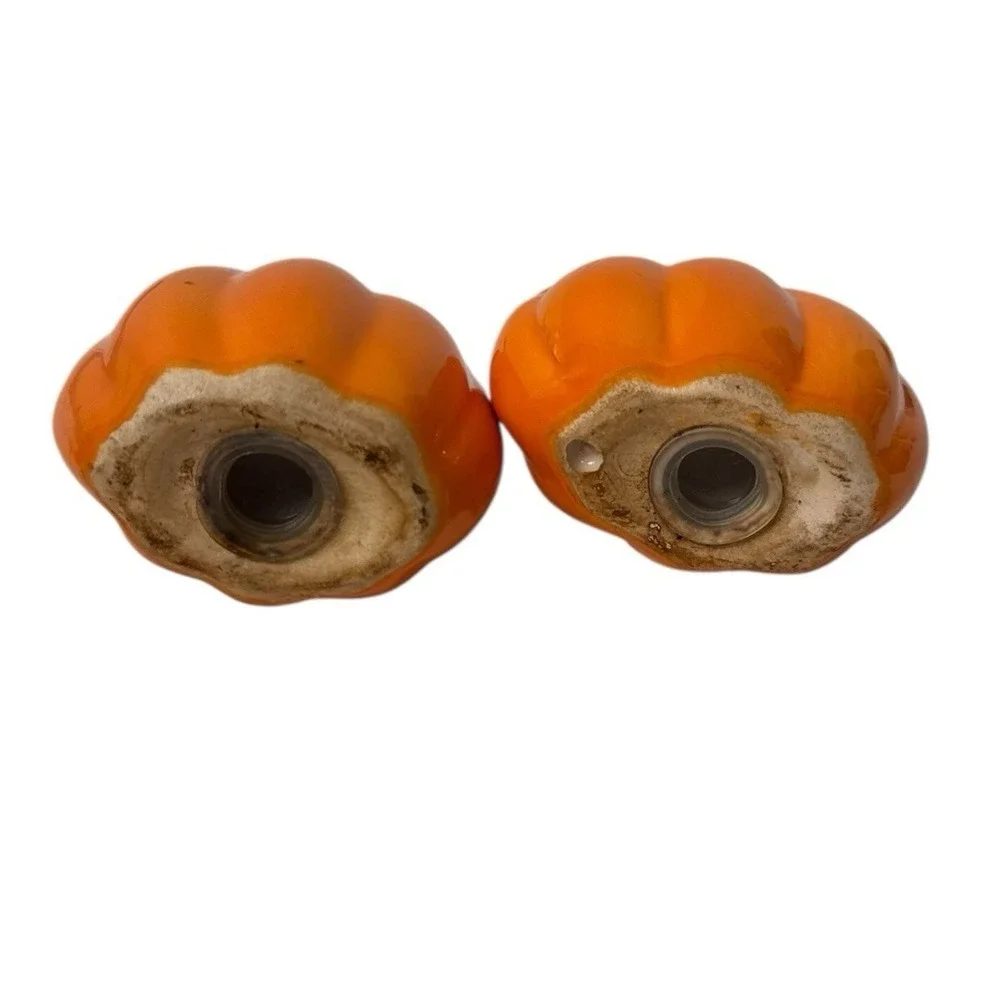 Orange Pumpkin Salt & Pepper Shakers Set Halloween Thanksgiving Autumn Fall D14Q